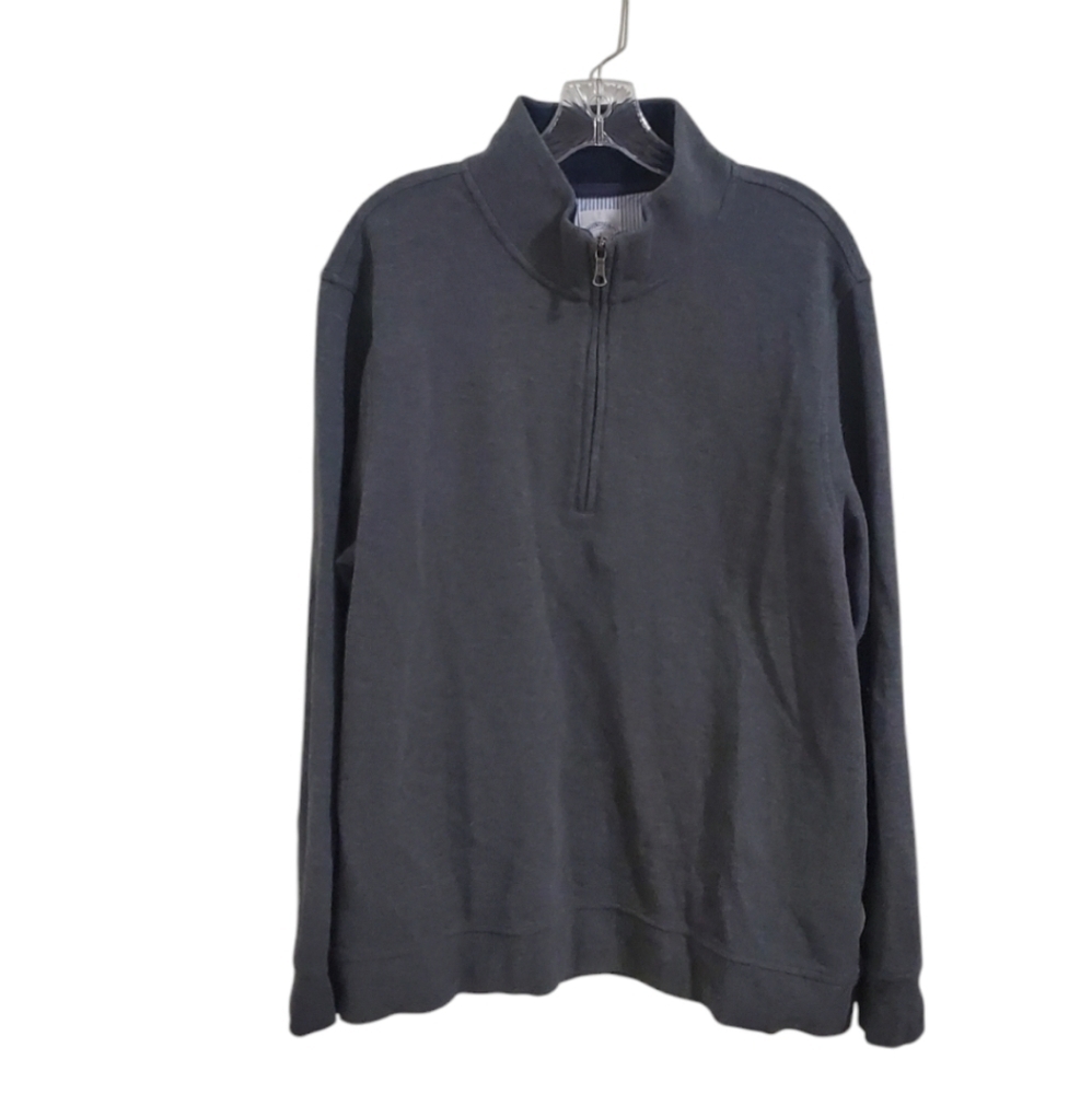 Brooks Brother's Mens Cotton Blend Quarter-Zip Sweater Gray Size Large